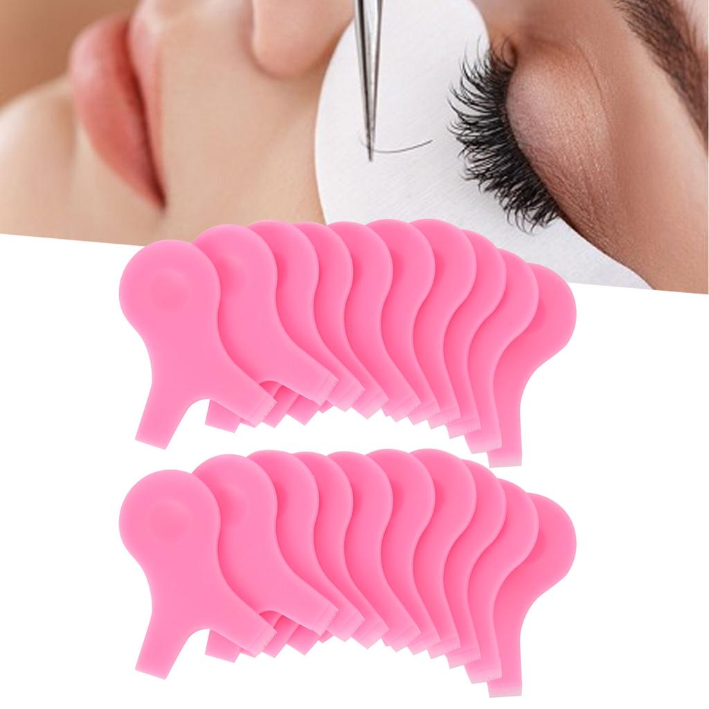 20pcs Eyelash Lift Brush Y Shape Eyelash Grafting Comb Curler AntiSlip Lash Perming Tool(Pink )