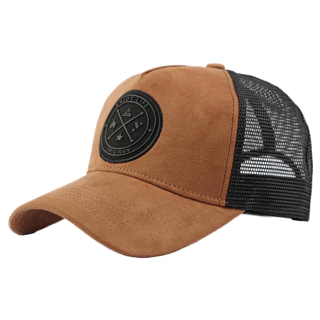 Casual Mesh Cap Hat Logo Design Stylish Sports CZA328 [White Fang] Men's Women's (Khaki)