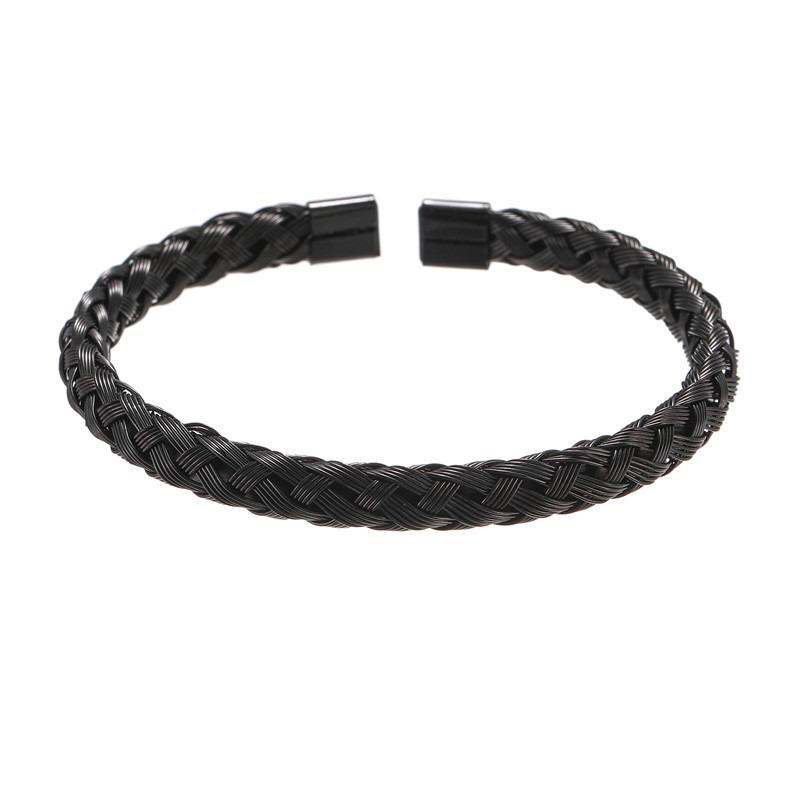 Titanium Steel Jewelry - Twisted Braid Steel Wire Open Bracelet for Men - Simple and Elegant Style - Stainless Steel