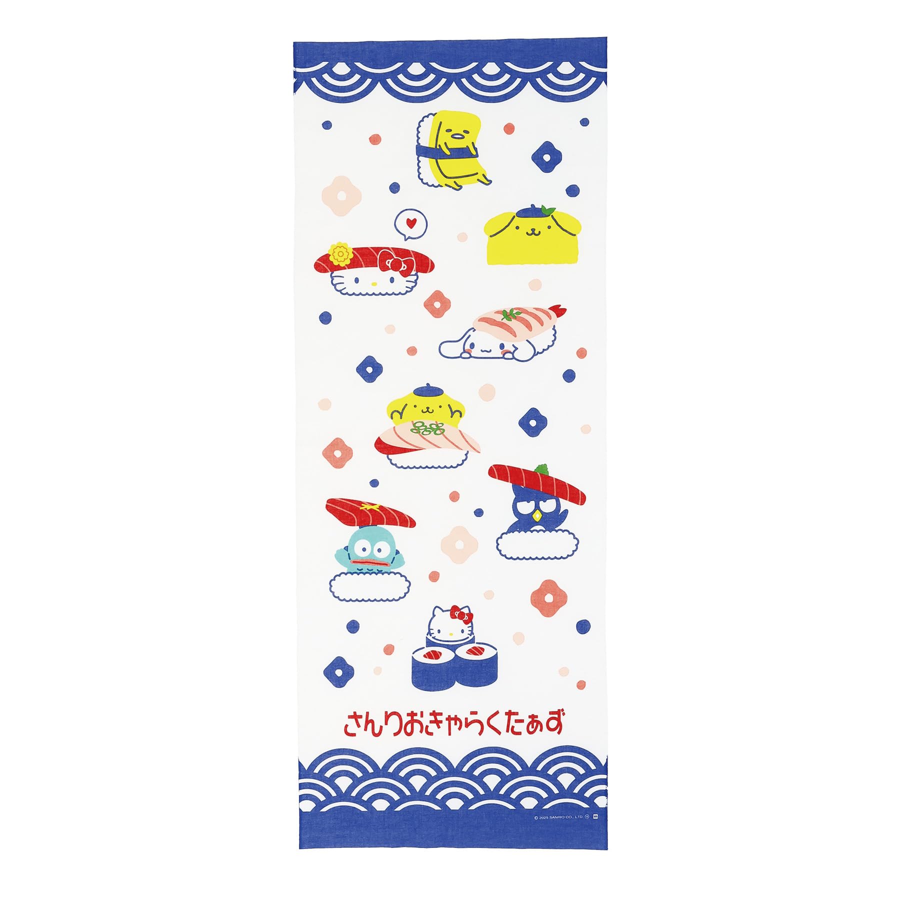 Marushin Tenugui hand Sanrio Characters Everyone and Sushi 3825019300 (Japanese towel) - - -
