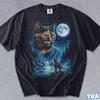 Schildpadkat Huilende Shirt Tortie Kat Grafisch T-shirt Vintage Volle Maan T-shirt Dierenliefhebber Jaren 90 Grafisch T-shirt