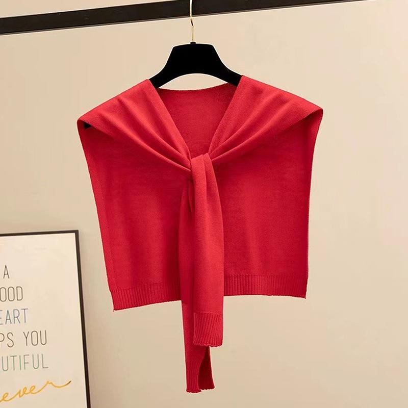 

Корейская полосатая вязаная теплая шаль зимняя женская блузка плечи ложный воротник накидка завязанный шарф полосатая верхняя одежда 06