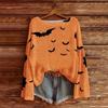 Womens Loose Long Sleeve Knit Sweater 3D Print Halloween Casual Top
