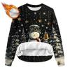 Women's Fashion Casual Long Sleeve Christmas Printed Round Neck Plus Velvet Thickened Sweatshirt
