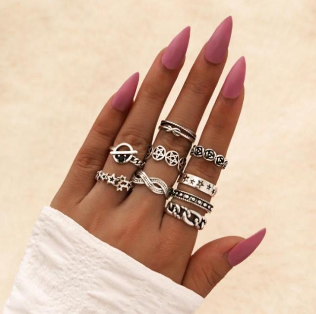 Matching Rings For Women Anillos Mujer Gold Ring Set Bagues Anillo Bohemian Jewellery Slytherin Accessories Couple Gift Sygnety