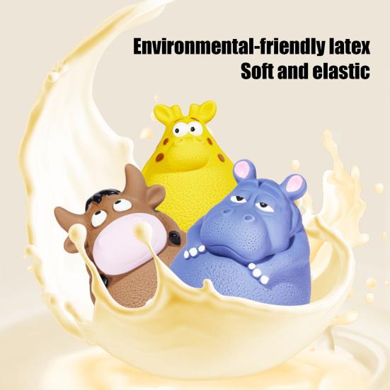 Squeaky Dog Chew Toy for Small Medium Large Dogs Cartoon Animal Design Interactive Latex Dog Toy for Anxiety Relief Teeth Cleaning