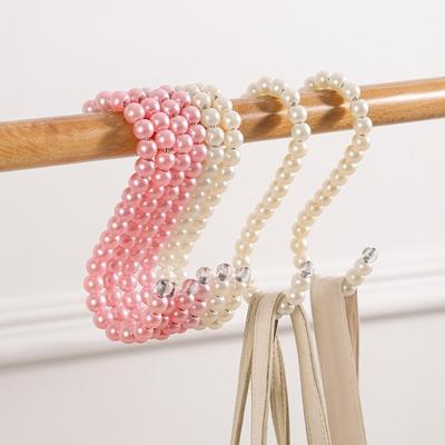 3PCS Artificial Pearl Hook Closet Hangers Non-Slip Hanging Hooks Clothes Hangers  Kitchen