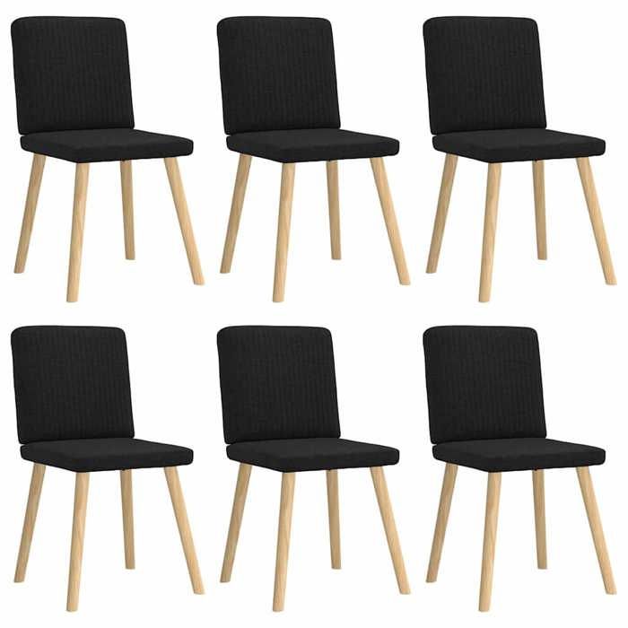VidaXL Dining Chairs Set of 6 Black Fabric, Chair, Living Room Chair, Accent Chair, Kitchen Chair, Dining Room Seat 3315569