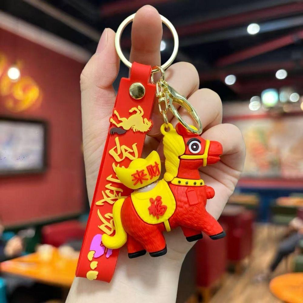Cartoon Horse Keychain Rotating Pony Doll Zodiac Pony Bag Hanging  Year of The Horse