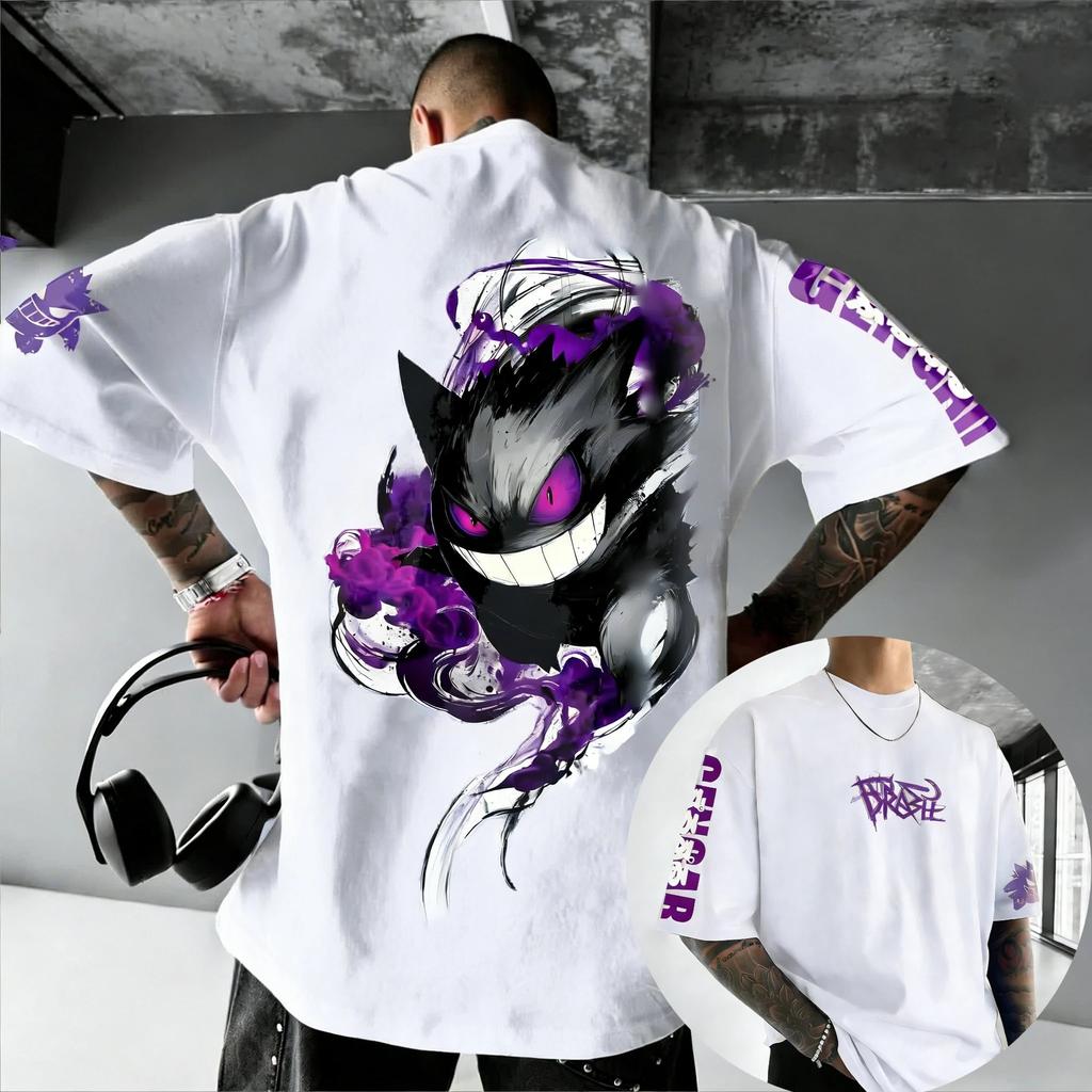 2026 Pokémon Anime Gengar Peripherie Neu Bedrucktes Kurzarm Herren und Damen Locker Sportlich Bequem Baumwolle Paar T-Shirt