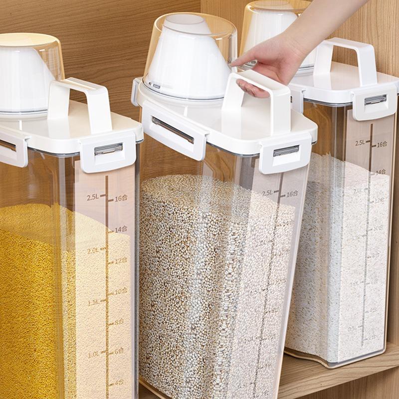 Five-grain and Mixed-grain Storage Box Moisture-proof and Pest-proof Rice Container Flour Storage Tank Sealed Container 18L 1 Pc 3170₽