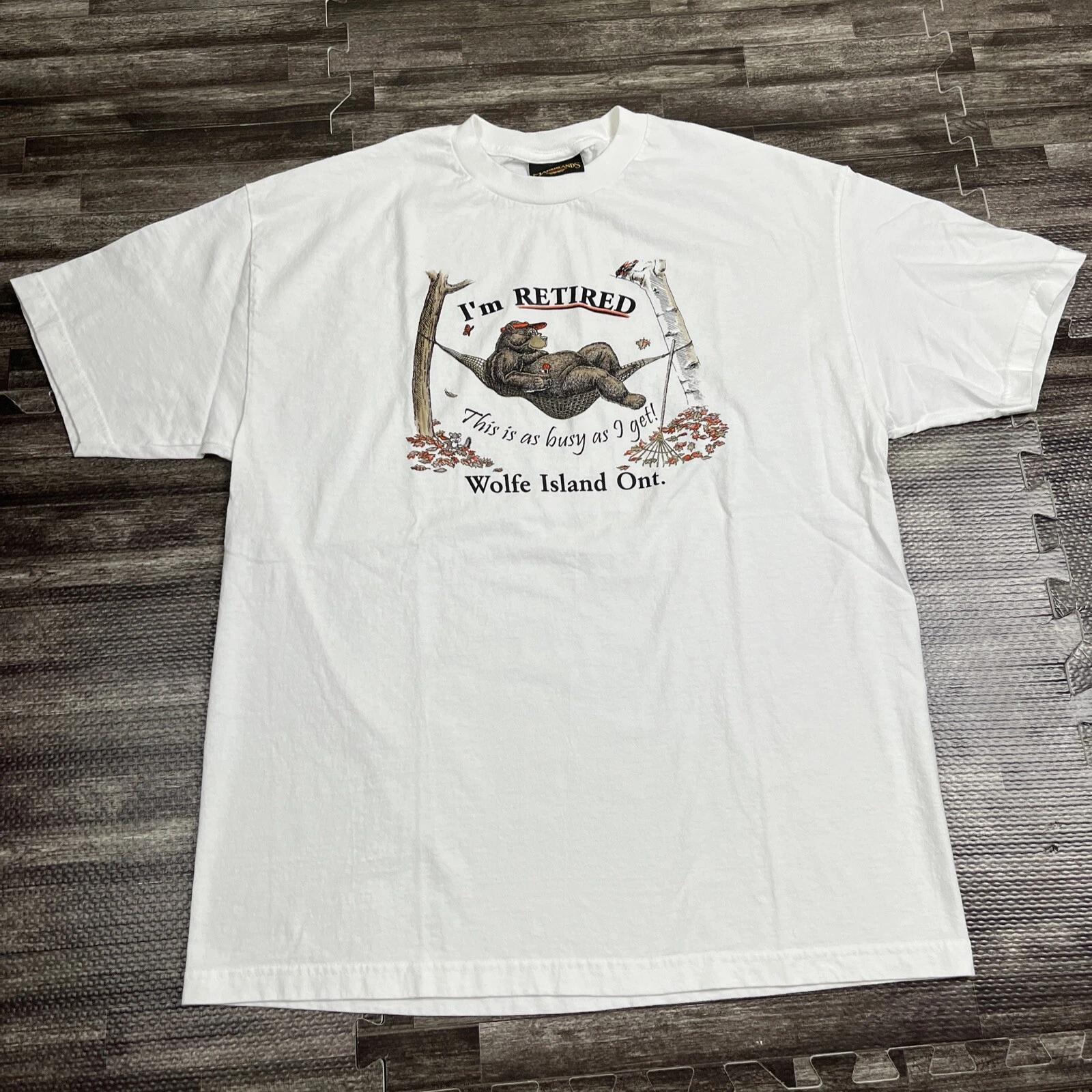 

Vintage “I’m Retired” Bear Tshirt Humor 90s White XL VTG Canada Animals 3XL