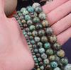 Natursten Afrikansk turkos runda lösa pärlor för smycken gör diy armband