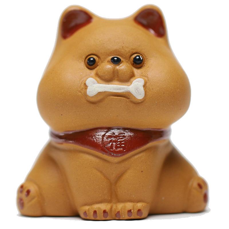 

Yixing Purple Clay Wealth-bringing Zodiac Dog Tea Pet Ancient Exquisite Miniatures Tea Figurine Play Toys Tea Statue Ornaments