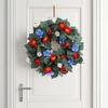 Independence Day Red And Blue Small Flower Wreath Window Wall Hanging Holiday Simulation Flower Deadwood Rattan Wreath Door Hanging