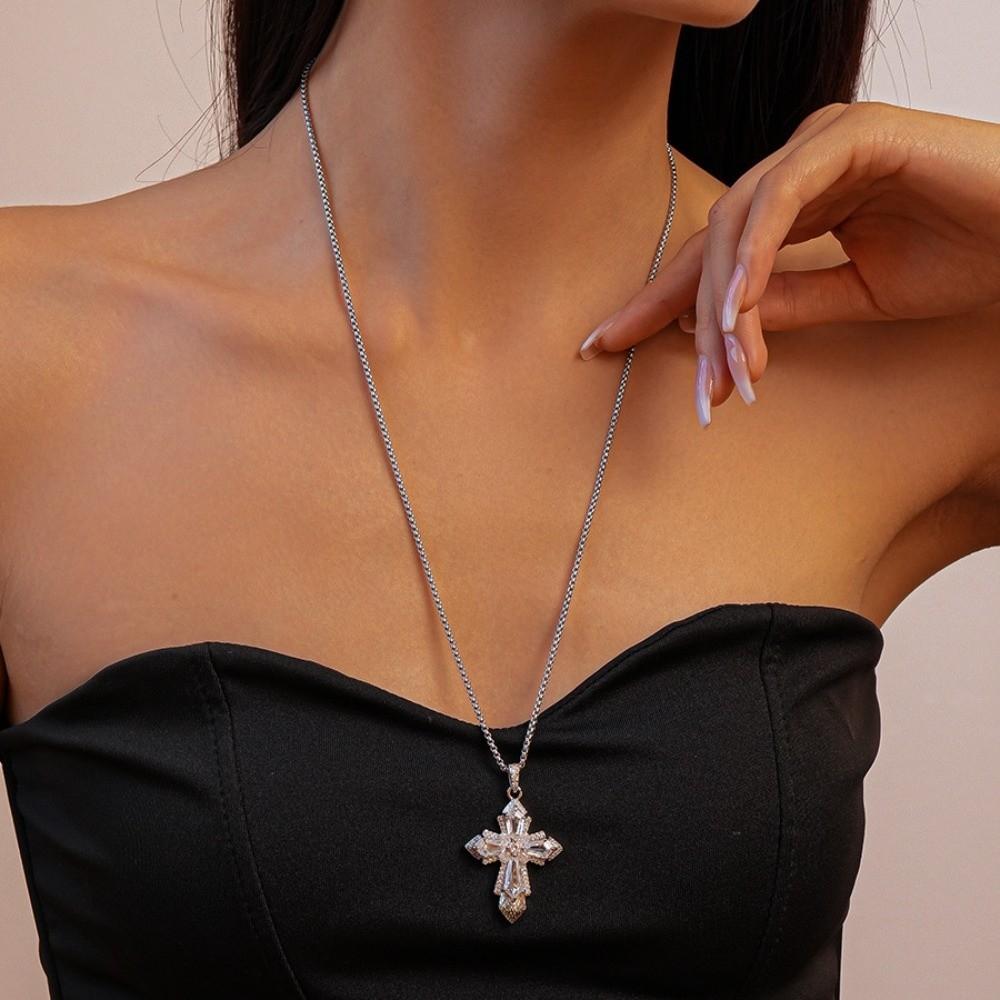 Rhinestone Cross Necklace Crystal Cross Pendant Vintage Cross Choker Chain  Women Gifts