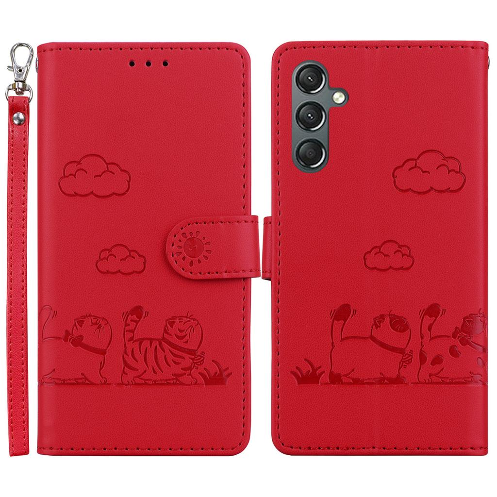 For Samsung Galaxy A16 5G/A16 4G Case RFID Blocking Kitten Pattern TPU+PU Leather Phone Cover