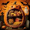 Wooden Halloween Decorations Centerpiece Pumpkin, Pumpkin Ornament with Miniature Scenes, Rustic Unique Table Centerpieces Skeleton for Farmhouse Home