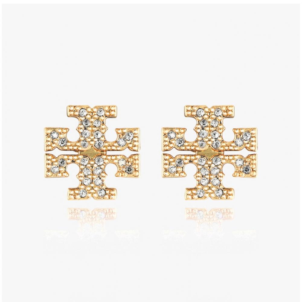 Tory Burch 53423 783 Kira Crystal Logo Earrings