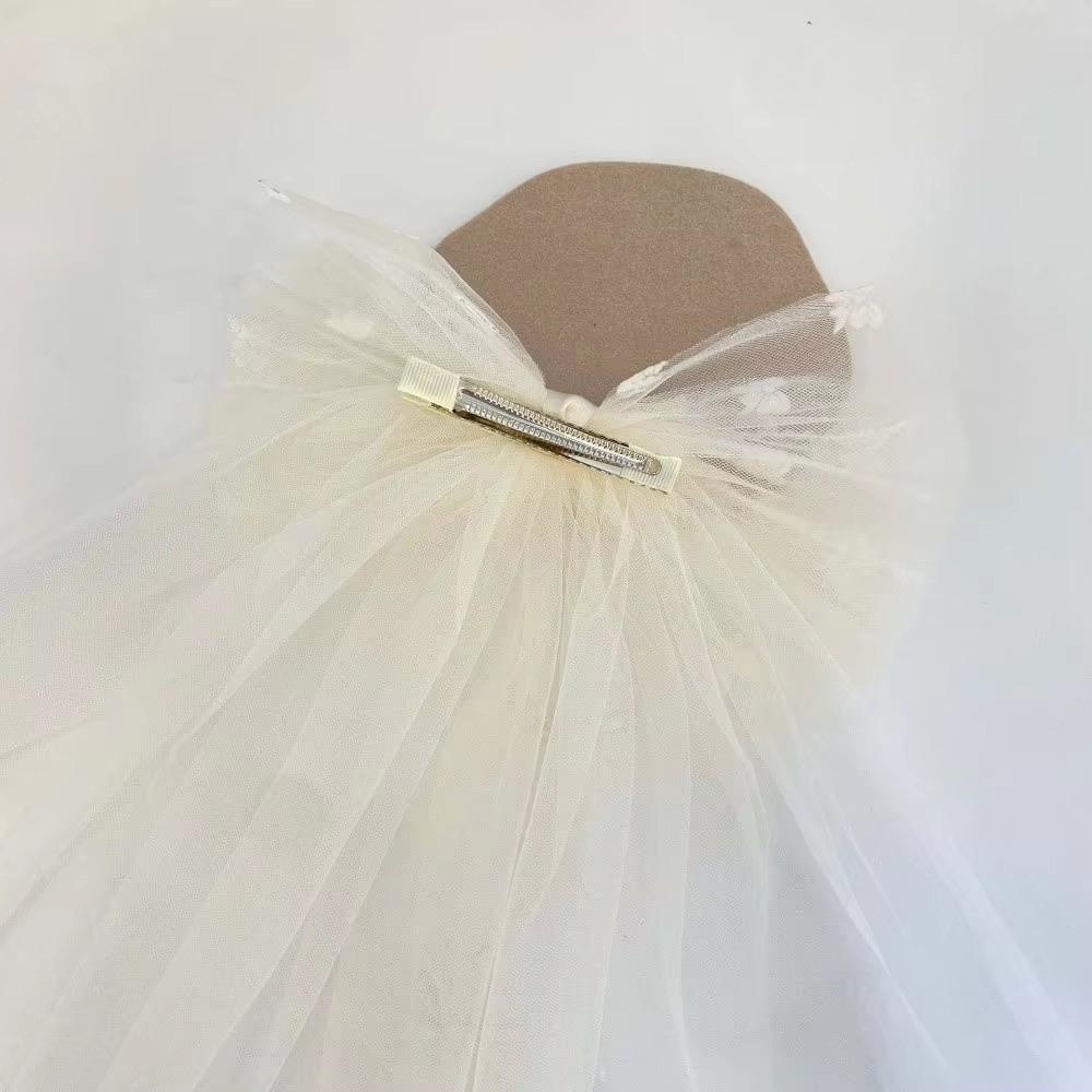 Mesh Beads Bow Veil Hair Clip Bridal Tulle Girls Headdress Fashion Head Gauze Party Cosplay