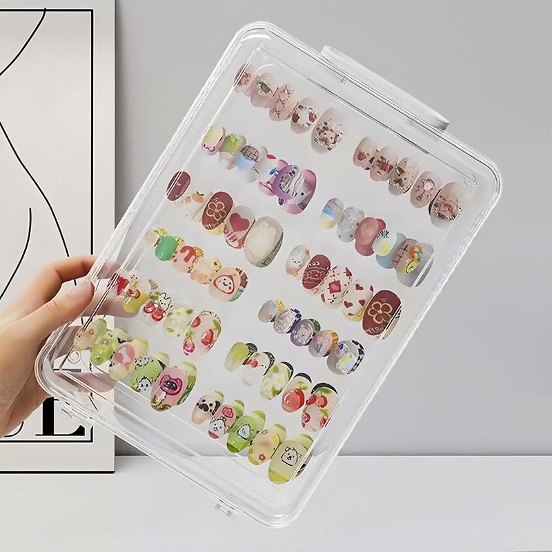 Empty Press On Nails Storage Box False Nail Packaging Set For Manicure Organizer Nail Supplies With Double-sided Adhesive Tape