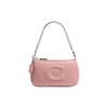 Pink Smooth Leather C Logo Chain Shoulder Bag with Silver Hardware for Daily Use