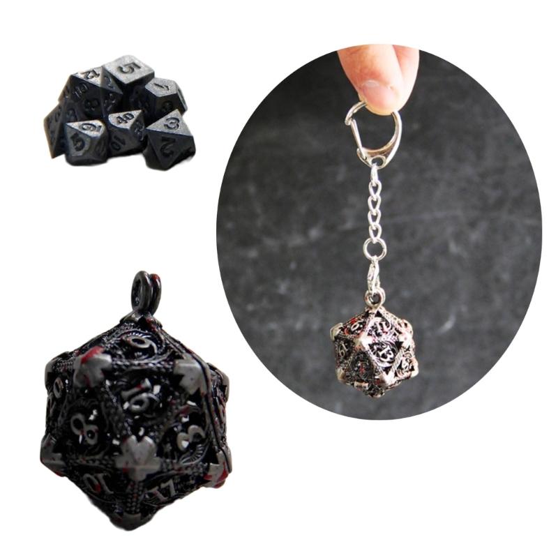 Unique Hollow Dices Pendant Keychain Accessory Set Dices Ornaments Metal Dices Key Chain Decorations for Game Lovers