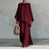 European and American new women's simple and loose linen blended shirt wide-leg pants set