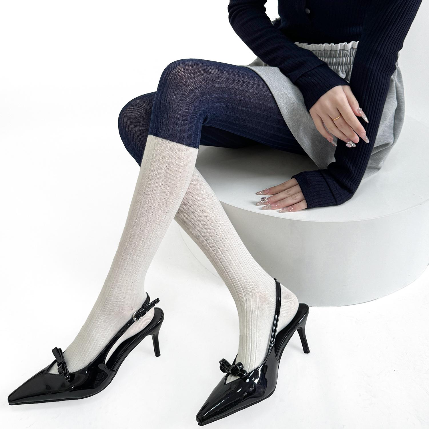 Damen Strumpfhosen Baumwolle Gestrickt Schlanke Strümpfe Strumpfhosen Strumpfhosen Farbpassend Hoher Bund Strumpfhosen Strumpfhosen Dessous Damen Strumpfwaren One Size