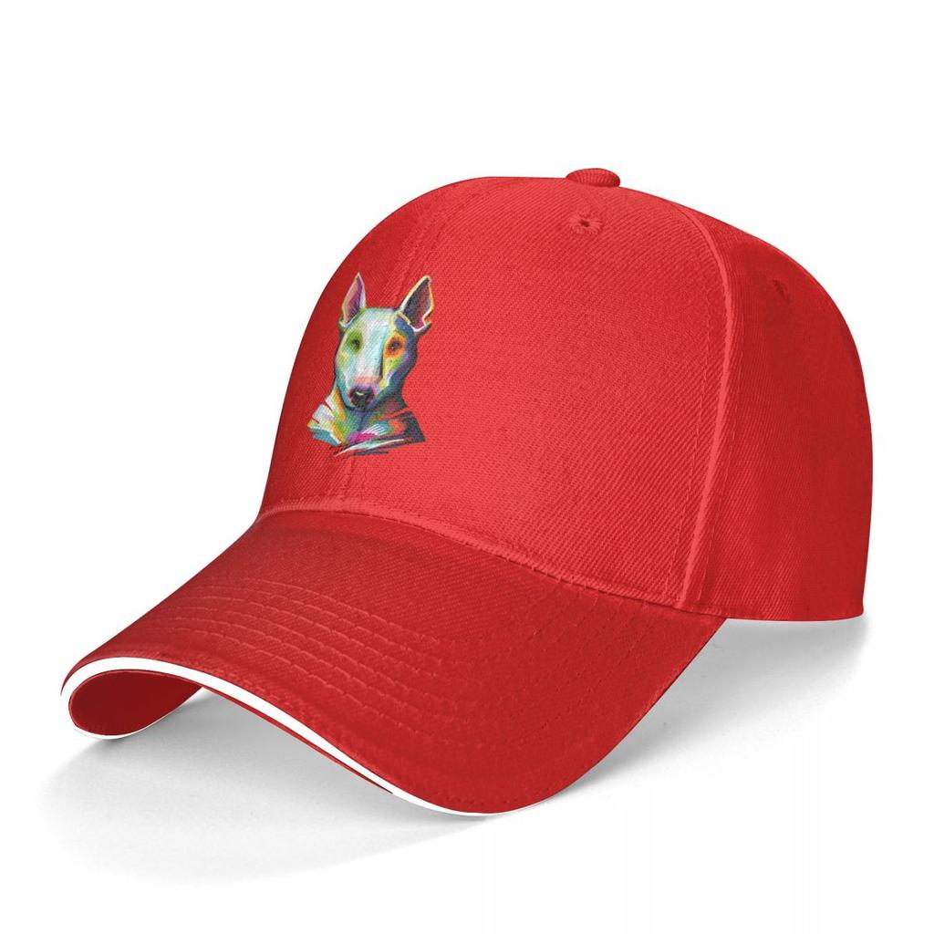 Bull Terrier Baseball Cap Bull Terrier Colorful Painting Wholesale Polyester Fitted Baseball Hat Drummer Outdoor Logo Cap