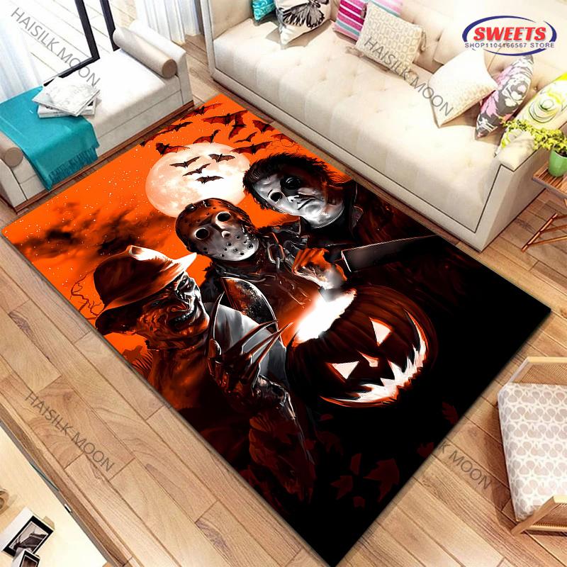 1PC Halloween Horror Thriller Carpet New Release! Rug for Living Rooms Bedrooms,Machines Washable Mat Gift for Boyfriend Son Dad