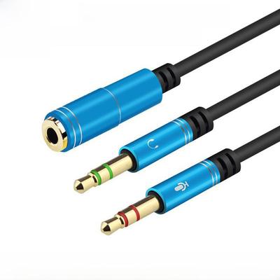 3.5mm Audio Adapter Cable: One To Two Converter for PC, Notebook, Headphone, Mic Connection