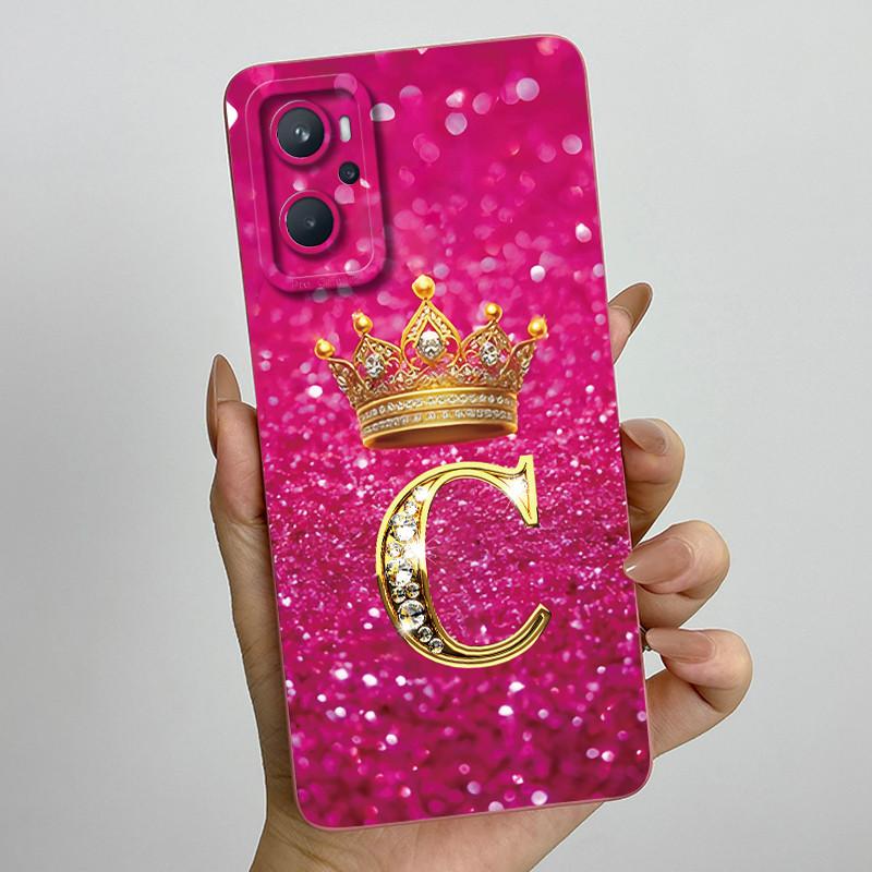 For Realme 9i 4G RMX3491 / Oppo A96 CPH2333 Fashion Initial Letter Couple Phone Case Soft Silicone TPU Lens Protective Casing