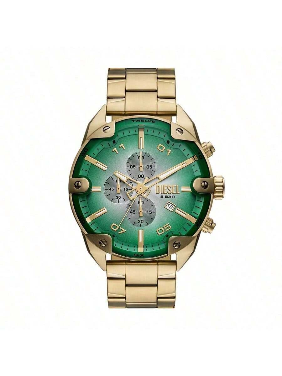 Diesel Black Silver-Tone Stainless Steel Strap Men s Quartz Movement DZ4685 зелёный