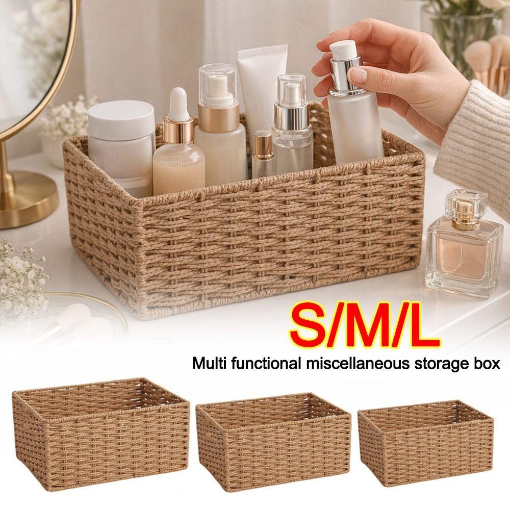 New Large Capacity Woven Storage Basket Handmade Reusable Snack Sundries Organizer Clothing Storage Basket