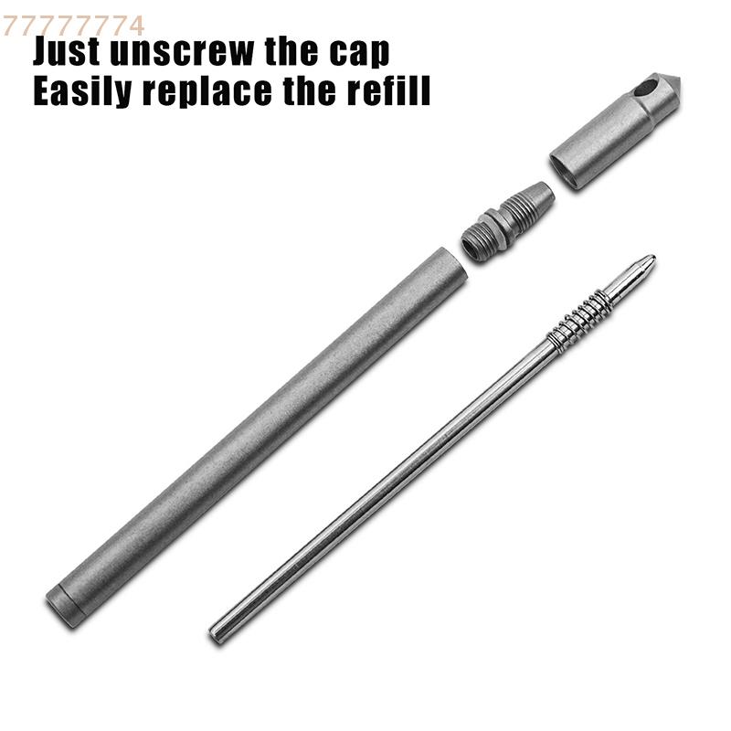 Mini Portable Titanium Ballpoint Pen EDC Keychain for Outdoor Camping Hiking Survival