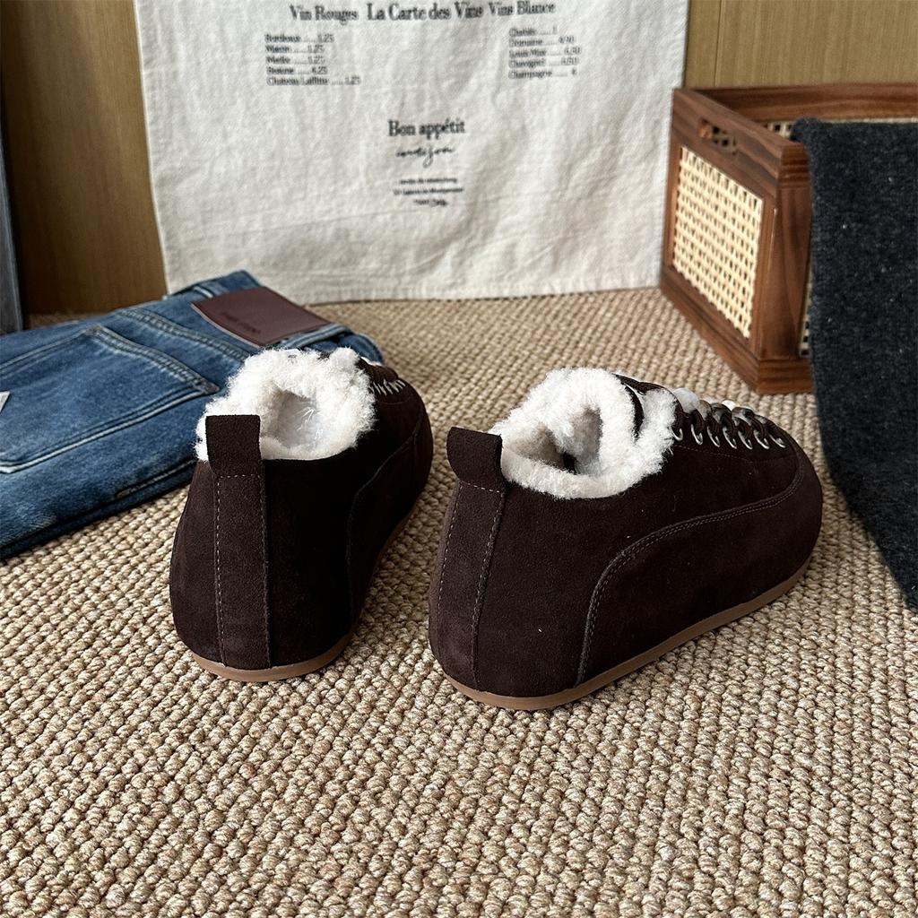 Winter New Retro Casual Velvet Board Shoes Wear Lazy Cotton Shoes with One Pedal and Round Head Versatile Shoes