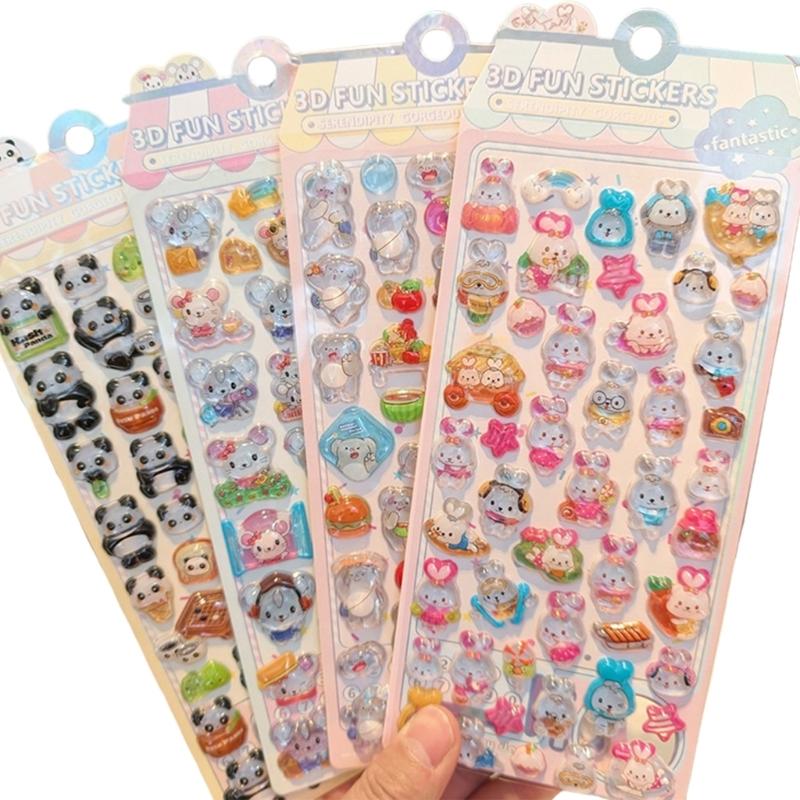Embossed Animal Sticker Cartoon PVC Resin Sticker For Scrapbooking Notebook Journal Phone Cover Luggage Kids Rewarding 1
