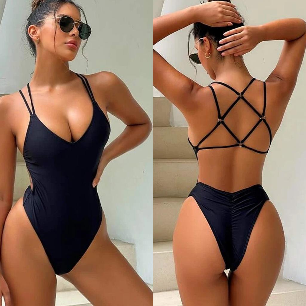 New sexy hollowed-out halter beautiful back one-piece swimsuit sexy bikini