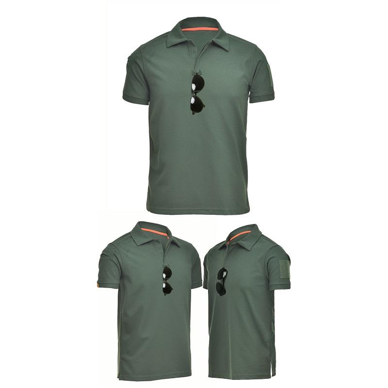 Taktické tričko speciálních jednotek s krátkým rukávem Tričko s vojenským ventilátorem Klopa Volné elastické letní tričko Tréninkové Rychleschnoucí muži s krátkým rukávem