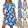 Dresses For Women Short Sleeve Print Round Neck Casual Dresses Waist Dress With Pockets