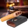 Leather Cedar Wood 3 Tube Travel Cigar Case Humidor with Cigar Cutter