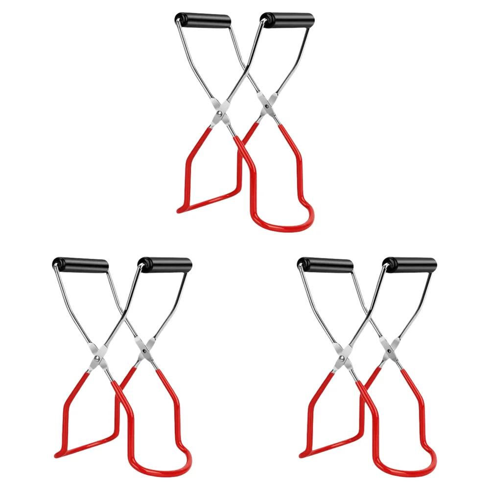 Stainless Steel Canning Jar Lifter with Grip Handle Can Lifter Tongs Jar Clip Heat Resistance Anti-clip Glass Tong for Kitchen