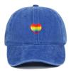 (RoyalBlue)Baseballmütze Regenbogen Herz Bestickt Baumwolle Mit Sonnenschutz Für Männer Frauen