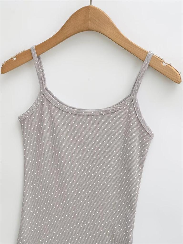 Stylish Elastic Polka Dot Slim-fit Sleeveless Camisole