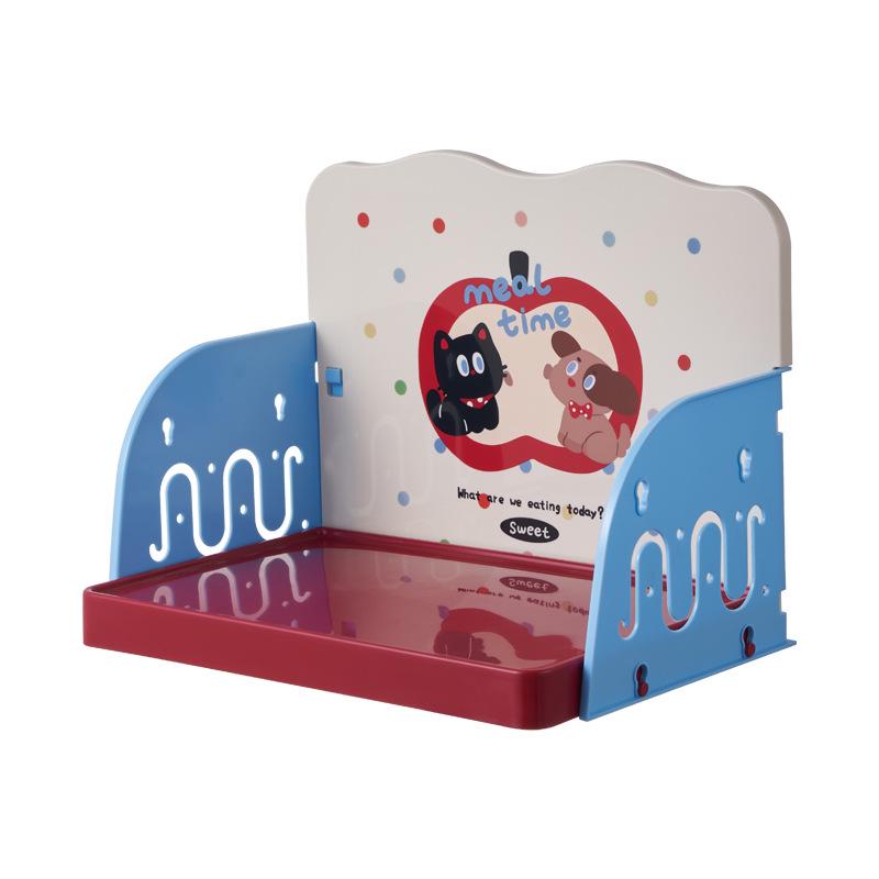 Anti-Tip Pet Dining Table with Logo Printing - Cat & Dog Bowl Stand with Storage Rack