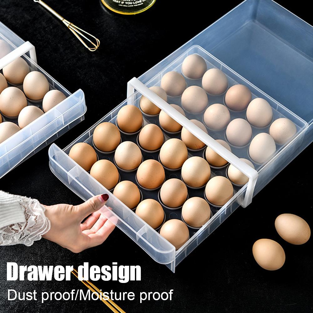 Kitchen Supplies Transparent Egg Storage Box Double Layer Egg Tray Drawer Box Case Refrigerator Egg Holder Organizer