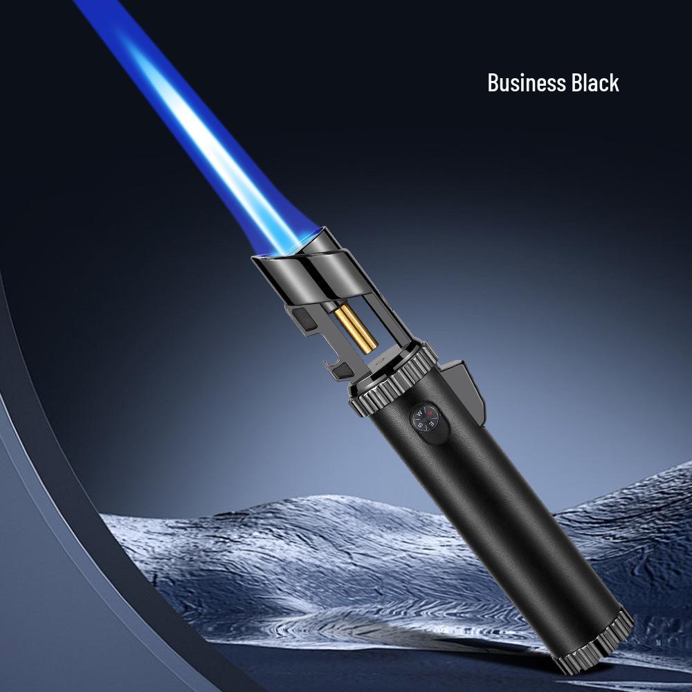 Multifunctional Windproof Lighter: Torch, Cigar Jet Flame, Wine Opener, Compass, Window Breaker
