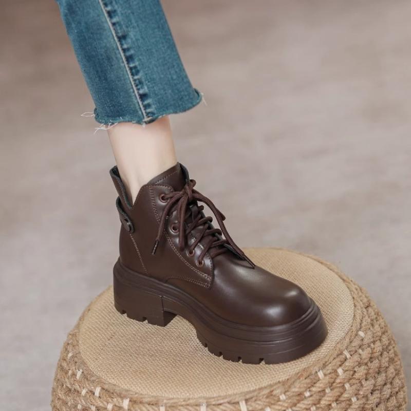 Fashionable Versatile Women'S Boots Spring Autumn New Leisure Simple Comfortable Square Toe Thick Heel Women Short Boots 40