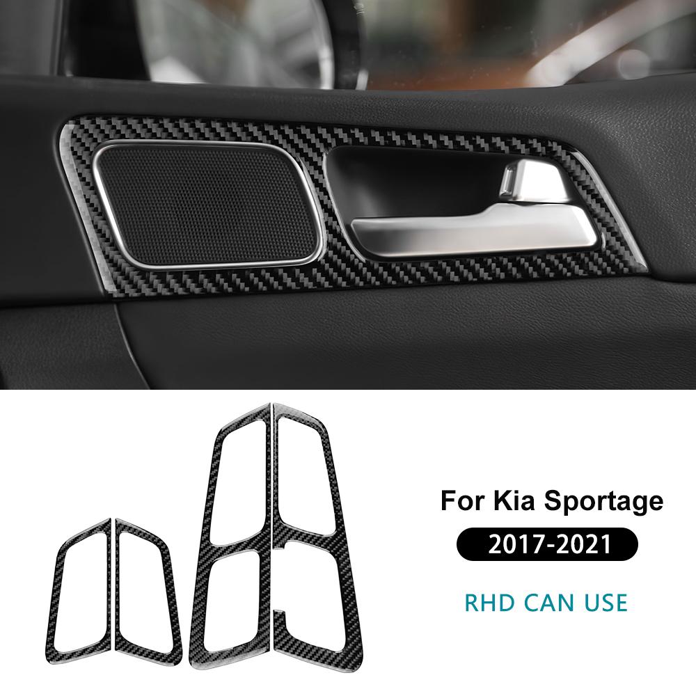 Carbon Fiber Style Interior Sticker for Kia Sportage 2017 2018 2019 2020 2021 LHD RHD Door Handle Area